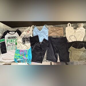 11 piece set - Women's Tops Assorted Colors, leggings, biker shorts Medium